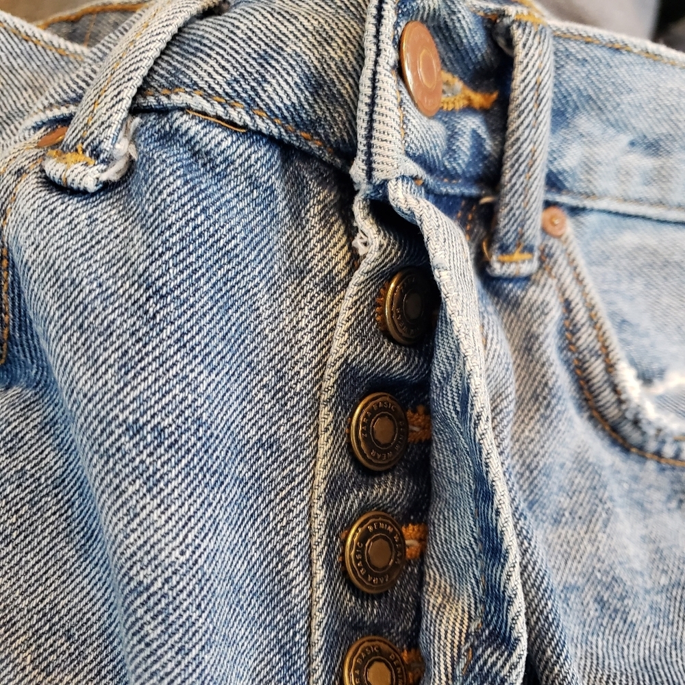 Zara 1975 Womens Bohemian Festival Button‎ Fly High Rise Denim Jean Shorts Sz 2 - Picture 5 of 10